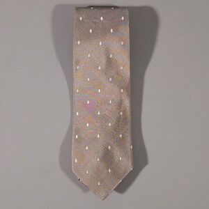 Lorenzini Necktie Mens OS Taupe Silk Diamond Pattern Hand Made in Italy
